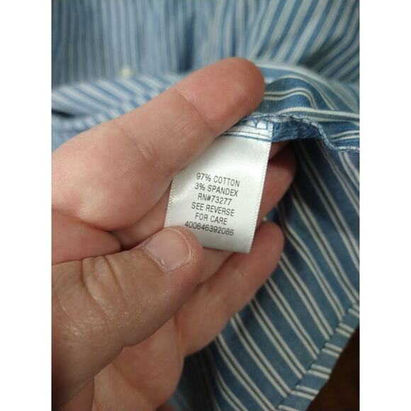Croft&Barrow Men's XL Shirt Blue Striped Collared Long Sleeve Officewear - Picture 8 of 10